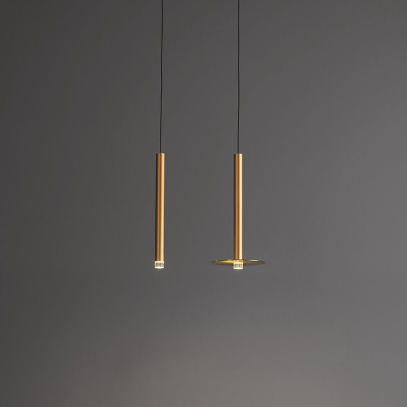 Gold Tube Hanging Pendant Light Minimalist-Style LED Metal Ceiling Pendant Light