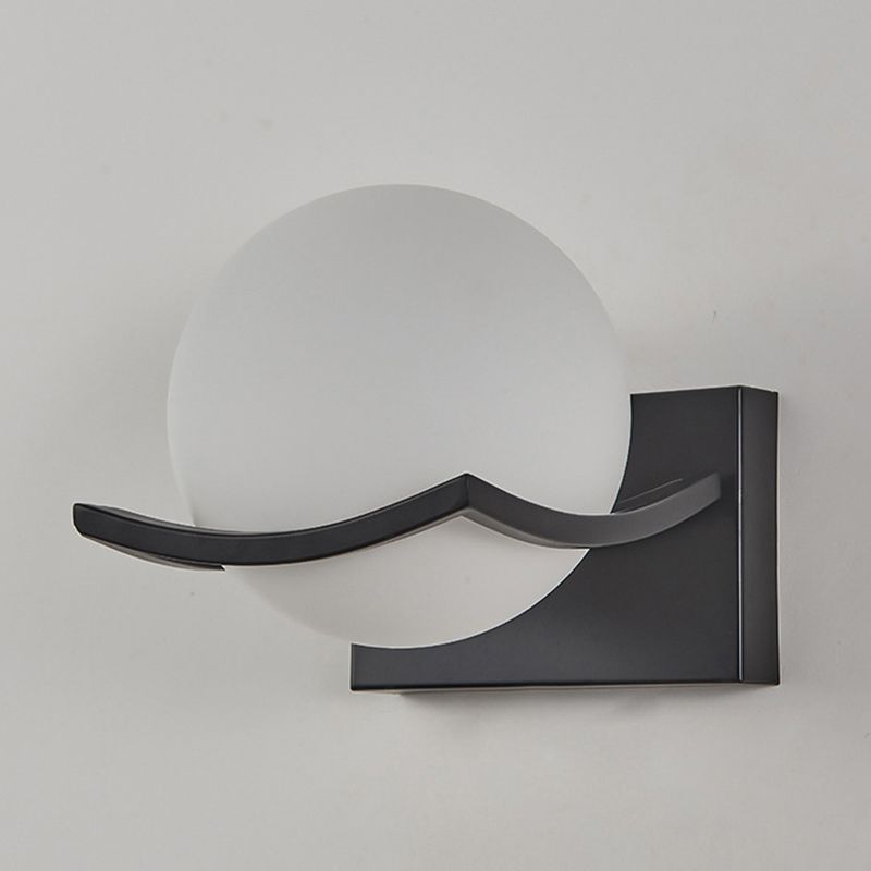 Black Globe Wall Lamp in Modern Creative Style Wrought Iron Wall Light with Glass Shade