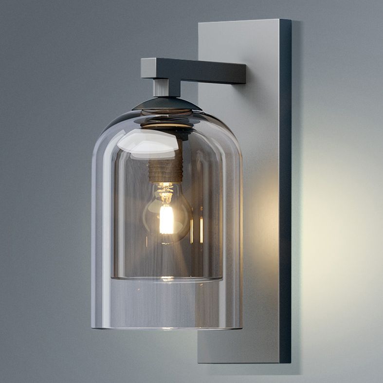 Lámpara de luz de drogadictos de tubo moderno lámpara montada en la pared del dormitorio de 1 luz con sombra de hierba de coñac