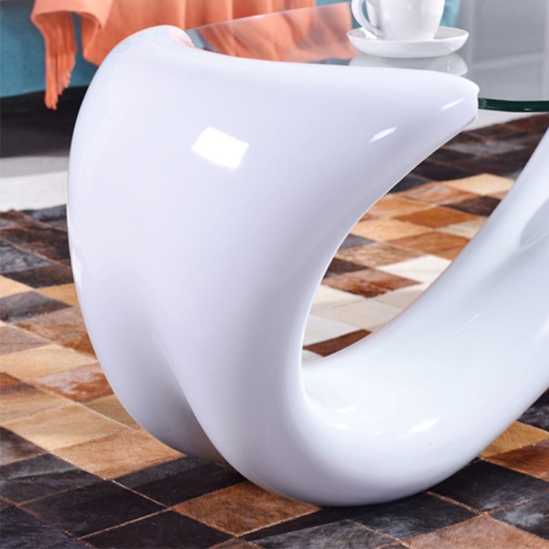 Single Glass-Topped Cocktail Table Oval Contemporary Coffee Table