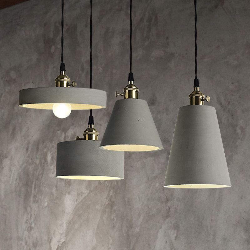 Contemporary Style Creative Cement Hanging Light Geometric Modeling 1-Light Pendant Lamp for Bedroom