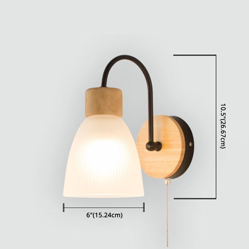 Cone Wall Sconce Lighting Minimalist Style Wood Bedroom Sconce Light Fixture in Black