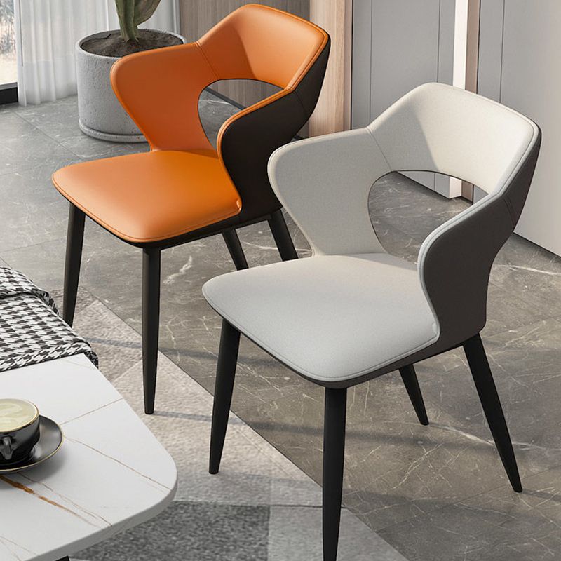 Metal Modern Indoor Side Chair with Arms Matte Finish Open Back Dining Chair