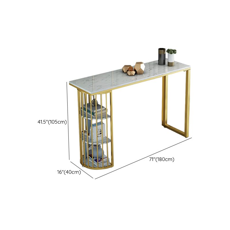 Glam Stone Bar Table Golden Base Storable Table for Living Room