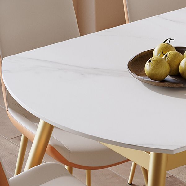 Modern Extendable Dining Table Stone Top Dining Table with 4 Legs