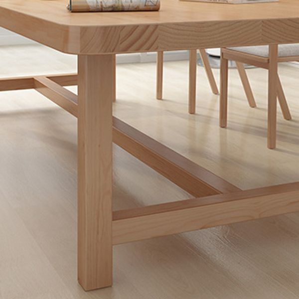 Rectangle Trestle Dining Table Modern Pine Wood Table for Living Room