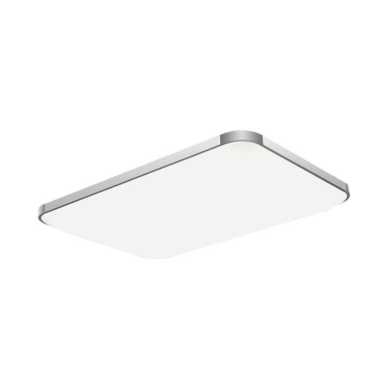 Rectangular Flush Light Fixture Simple Stylish LED 25.5"/32" Width Acrylic Flush Mount Lamp in Sliver for Living Room