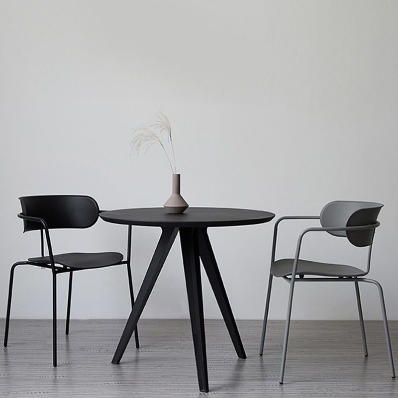 Contemporary Style Arm Chair Plastic Open Back Side Dining Chair with Metal Base