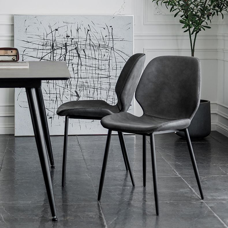 Silla lateral de comedor de metal moderno, respaldo sólido, silla sin brazos para uso en restaurantes