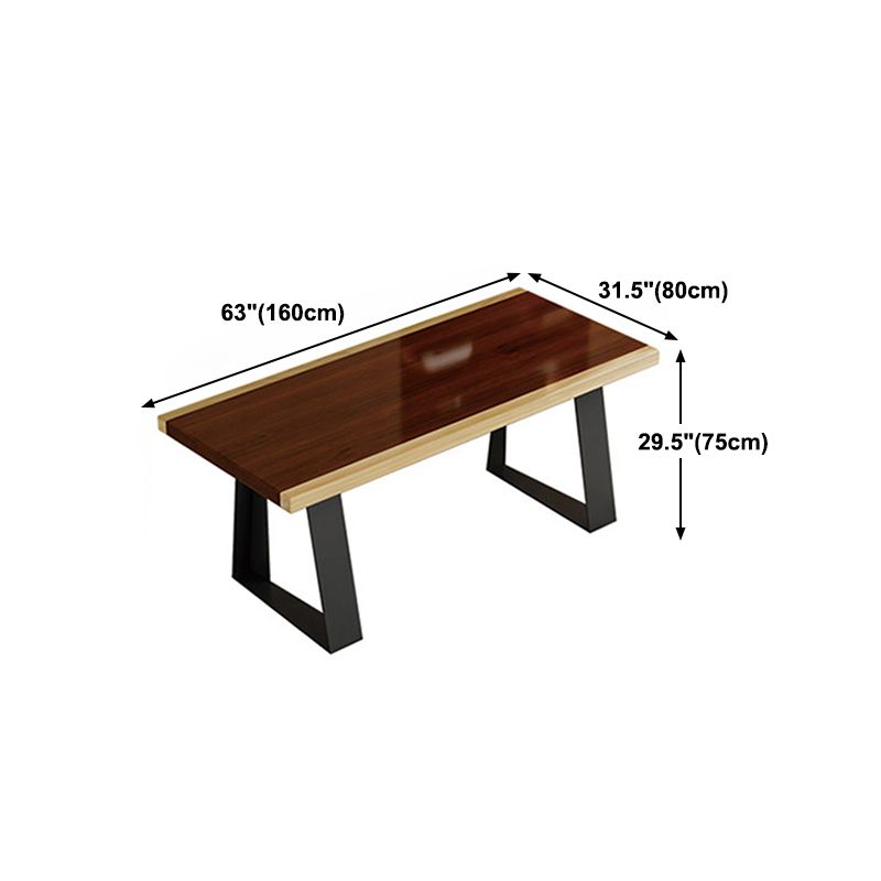 Modern Style Dining Table Solid Wood Rectangle Table with Black Base