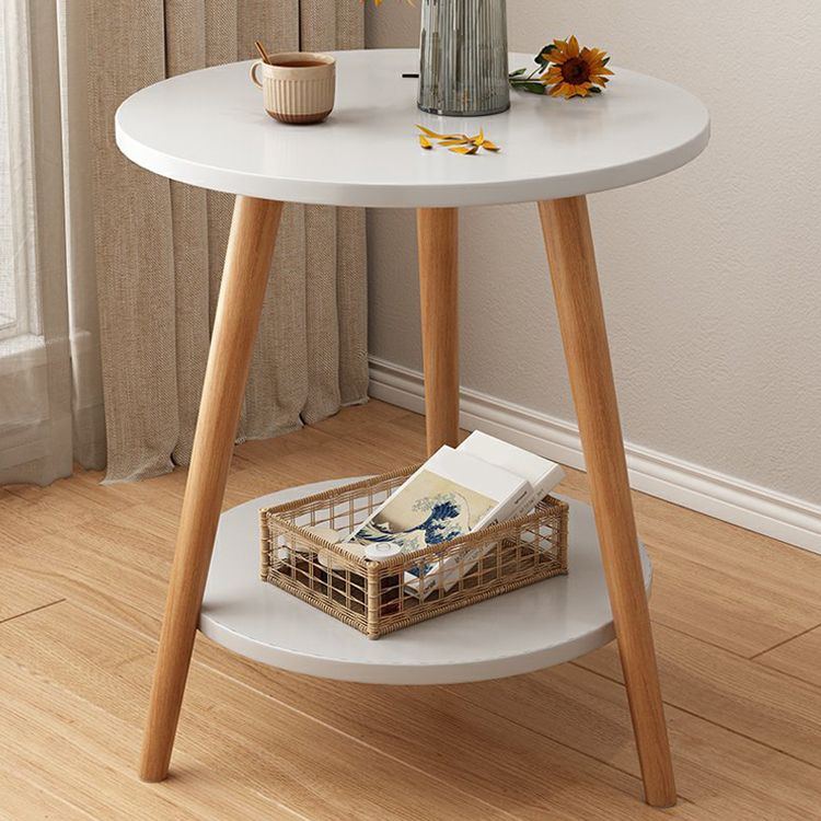 Stone 3 Legs Cocktail Table Modern Round Coffee Table with Shelf