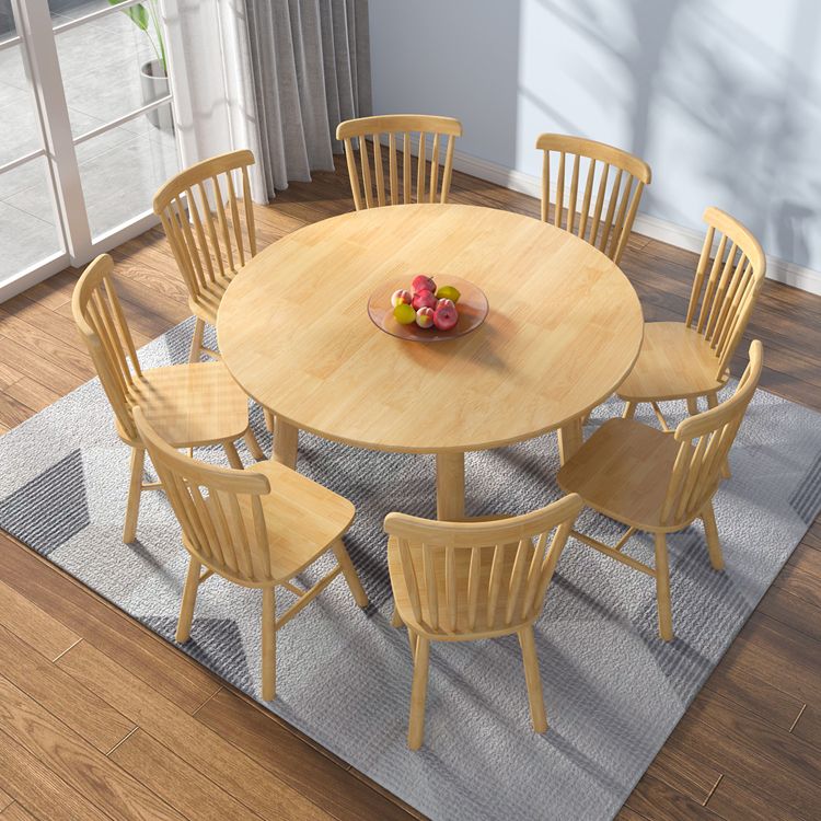 Modern Style Dining Table Round Rubberwood Dining Table for Home Use