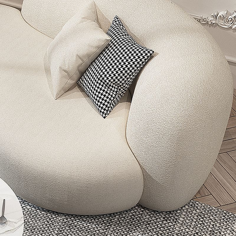 Modern Camel Back Sofa 27.56"High Round Arm Sofa for Apartment, White
