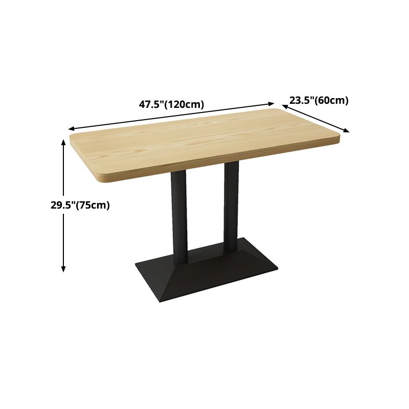 Industrial Wood Table for Restaurant Dining Table with Metal Base in Black