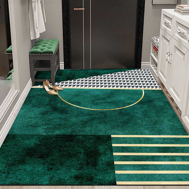 Dark Tone Simplicity Area Carpet Polyester Metal Lines Indoor Rug Anti-Slip Backing Carpet for Living Room