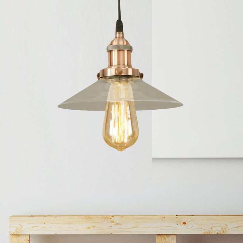 1 Lámpara colgante de vidrio claro claro Black/Rust/Cobre Cono Sala de estar Lighting Lights