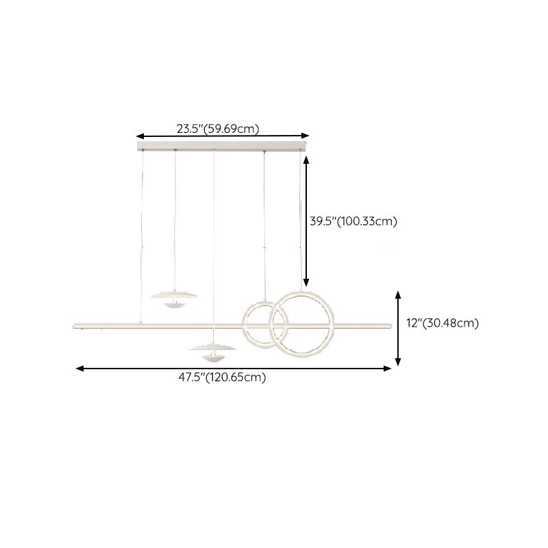 White 5-Light Modernism Ceiling Light LED Kitchen Island Lighting for Foyer