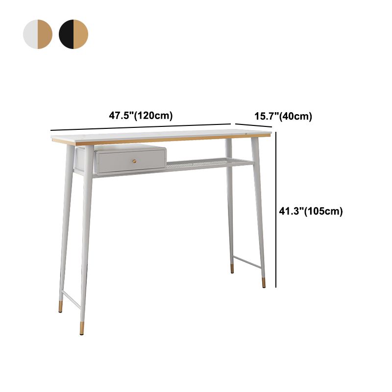 Industrial Marble Pub Table with Rectangle Table Top Legs Table - 41.3" H