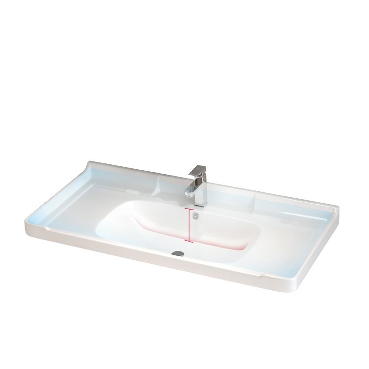 Ceramic Single Bathroom Vanity  Modern White Rectangular Freestanding Vanity Set