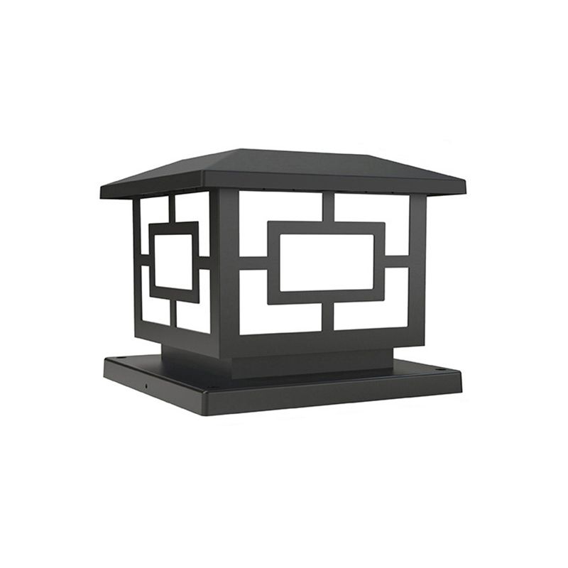 LED Contemporary Metal Pillar Lamp Square Shape Outdoor Waterproof Light