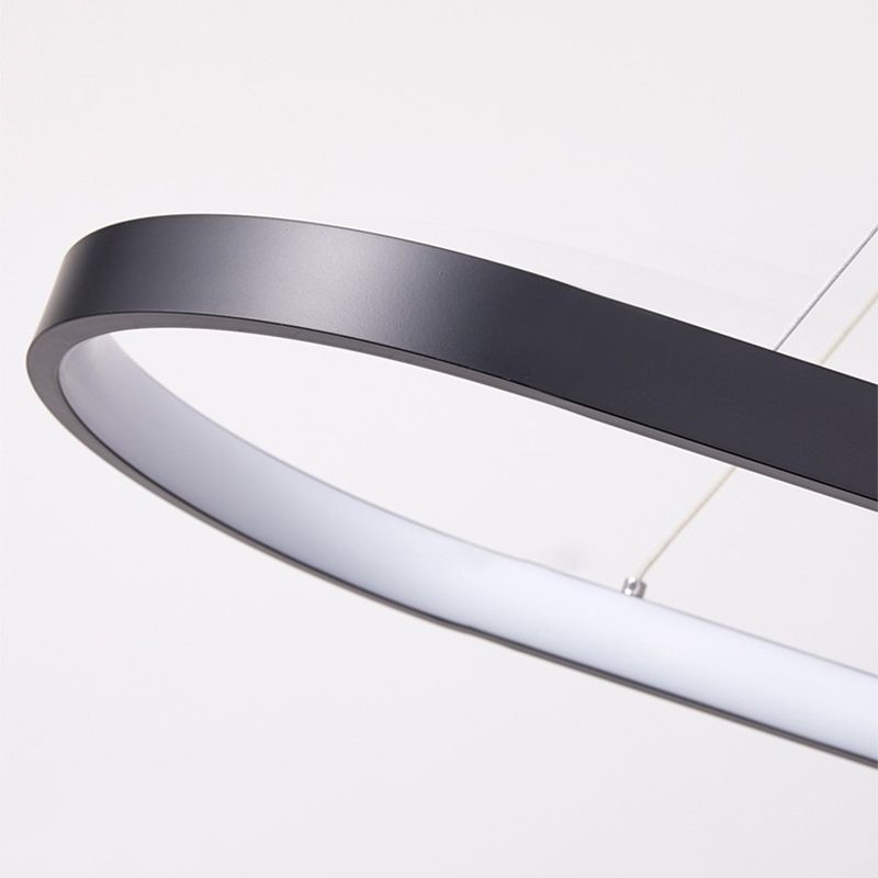 Modern sala da pranzo illuminazione ovale con soffitto a sospensione di metallo lampadario