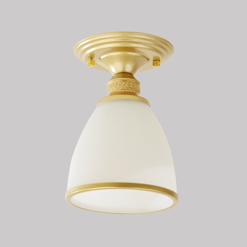 Conical Semi Flush Ceiling Light Traditional Glass Aisle Ceiling Fixture