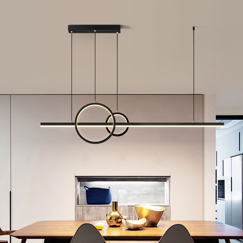 Circle and Line LED Suspension Lamp Simple Metal Restaurant Island Light Fixture