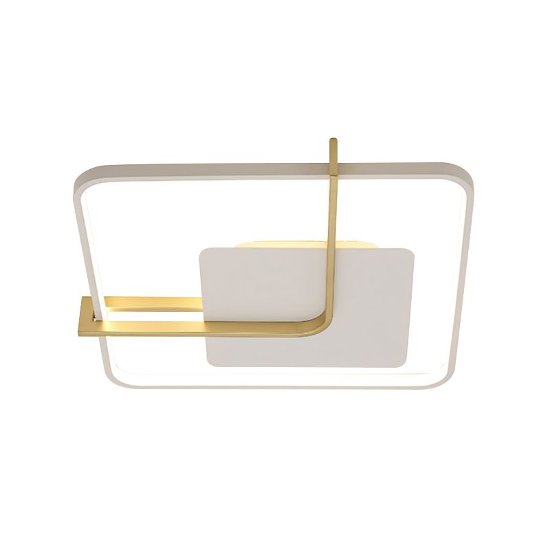 Squared Thin Ceiling Flushmount Lamp Minimalism Acrylic Black/White-Gold LED Flush Light Fixture with Right Angle Curve