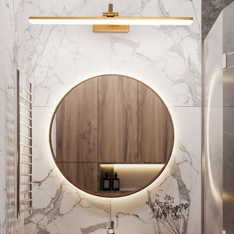 1 Light Linear Shade Wall Sconce Post-Modern Simple Style Mirror Wall Lighting in Brass