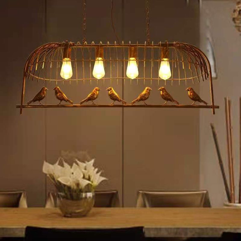 Multi - Light Iron Kitchen Island Pendant in Black / Antique Brass Ceiling Lighting