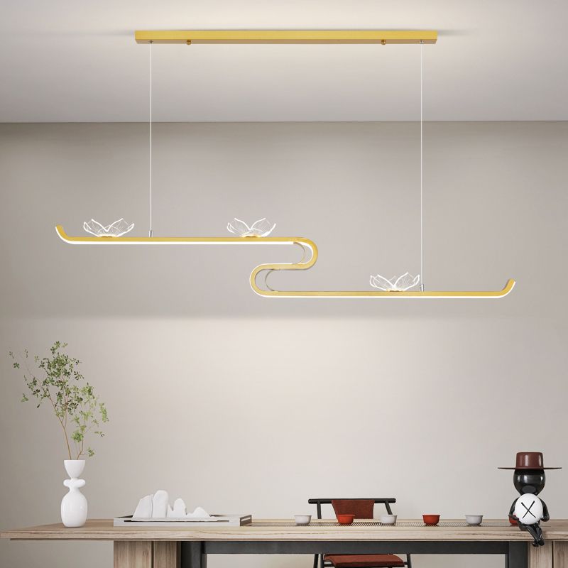 Linéaire forme d'îles lumières modernes metal 4 luminaires d'éclairage pendentif léger