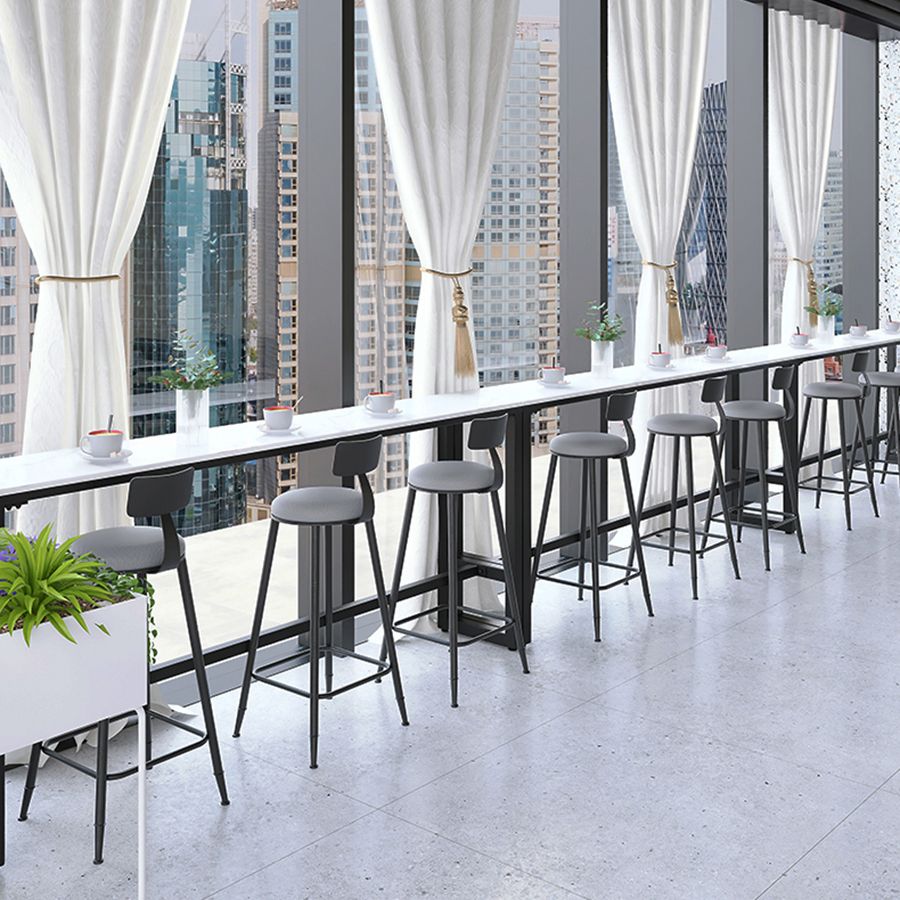 Industrial Black Iron Bar Table White Faux Marble Rectangle Top 41.3"H Bistro Table