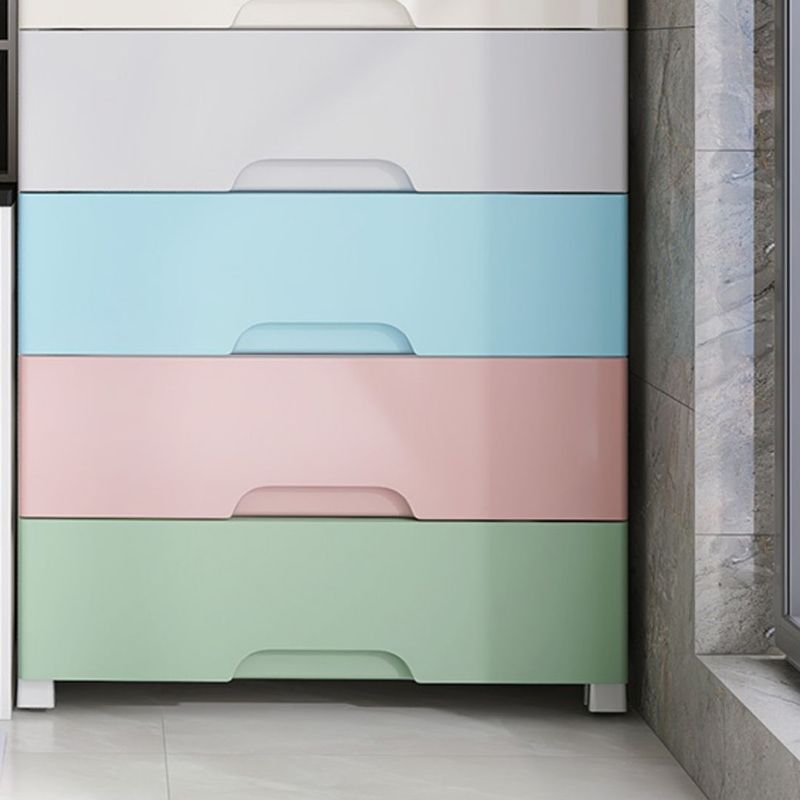 Plastic Home Non-Hanging Armoire Modern Style Storage Cabinet with Caster Wheels