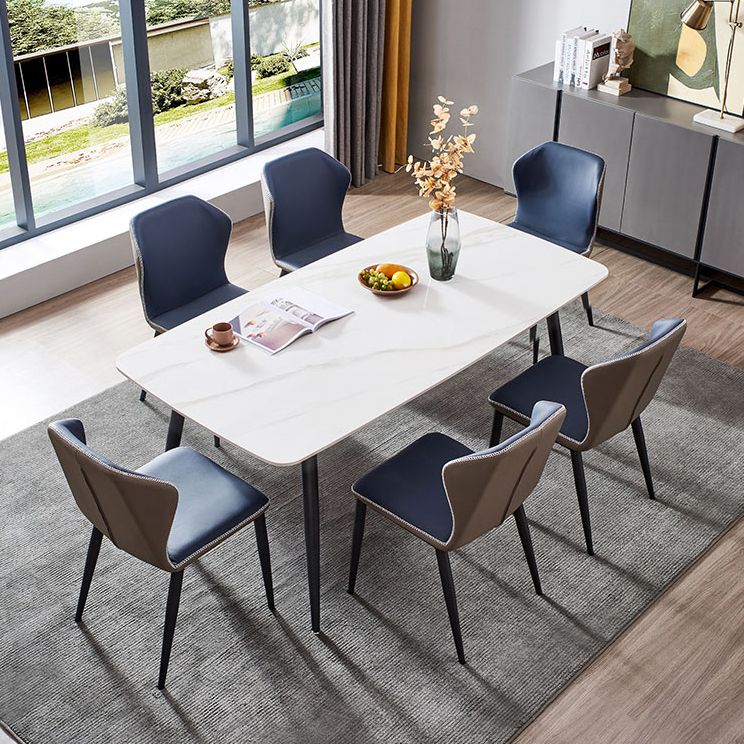 Modern Rectangular Dining Table Stone Top Dining Table with 4 Legs