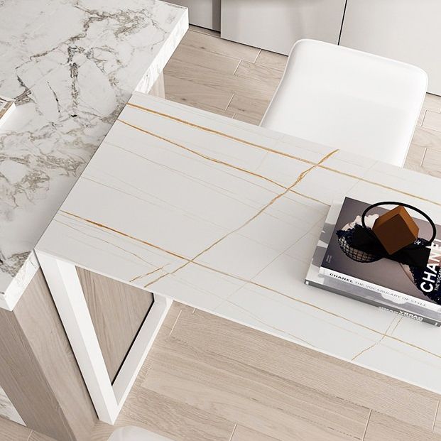 Modern 1/2/3/5 Pieces Bar Table Set Rectangle Stone Bar Table with High Stools