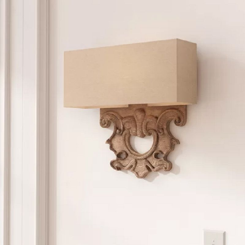 12"/23" Height Fabric White Wall Lamp Rectangle 1 Light Traditional Style Sconce Light Fixture