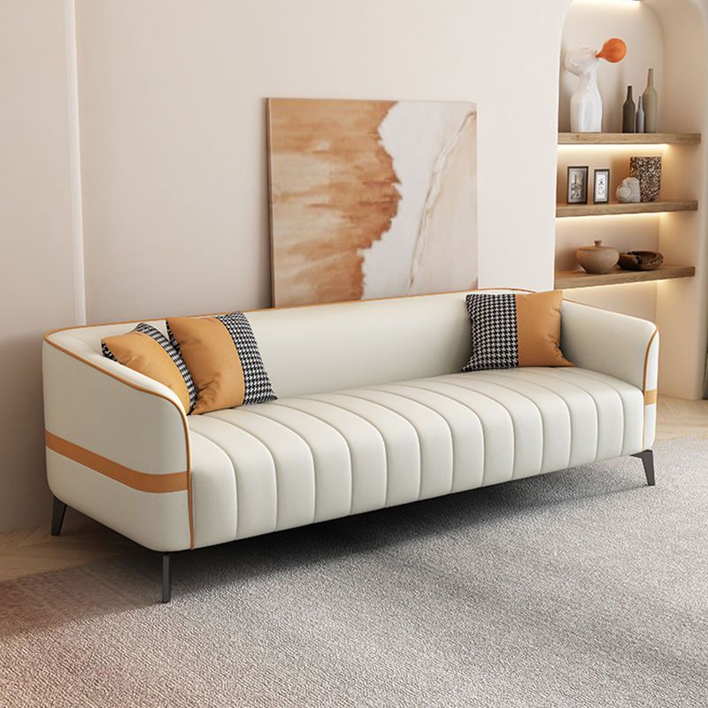 Contemporary 225.6" H Faux Leather Tuxedo Arm Sofa for Living Room