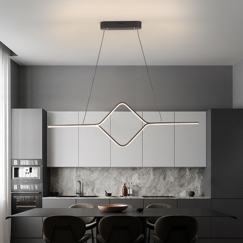 Linear Shape Island Pendant Modern Style Metal 2 Lights Island Lighting for Bedroom