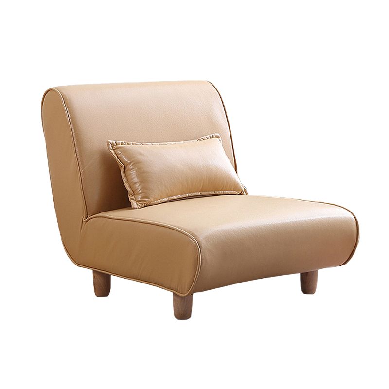 24.4" Wide Faux Leather Fixed Back Sponge Armless Slipper Chair