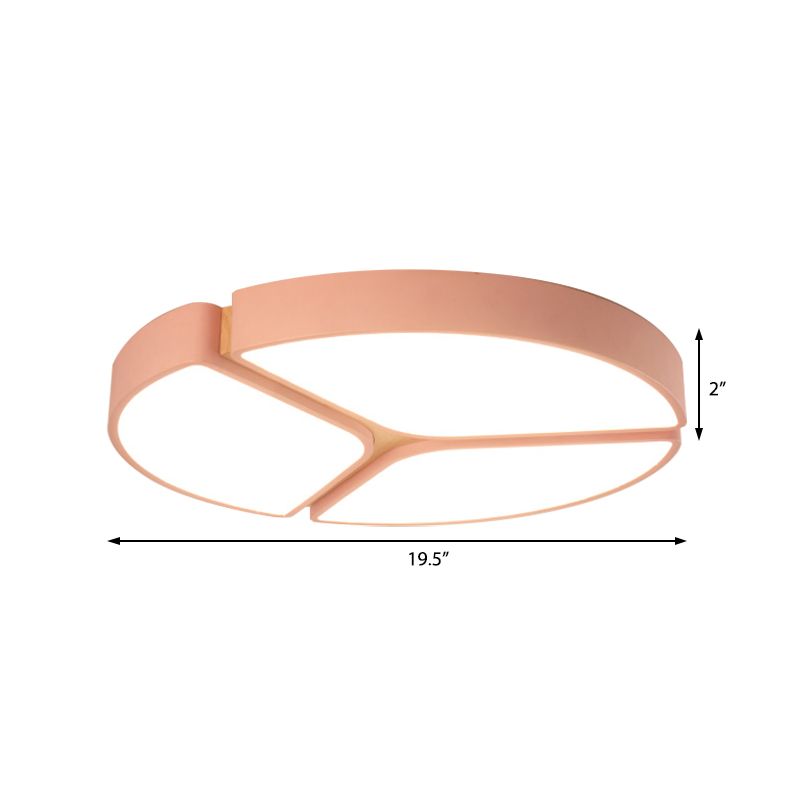 16"/19.5"/23.5" Wide Circular Flushmount Light Macaron Metallic Led Close to Ceiling Light in Warm/White Light