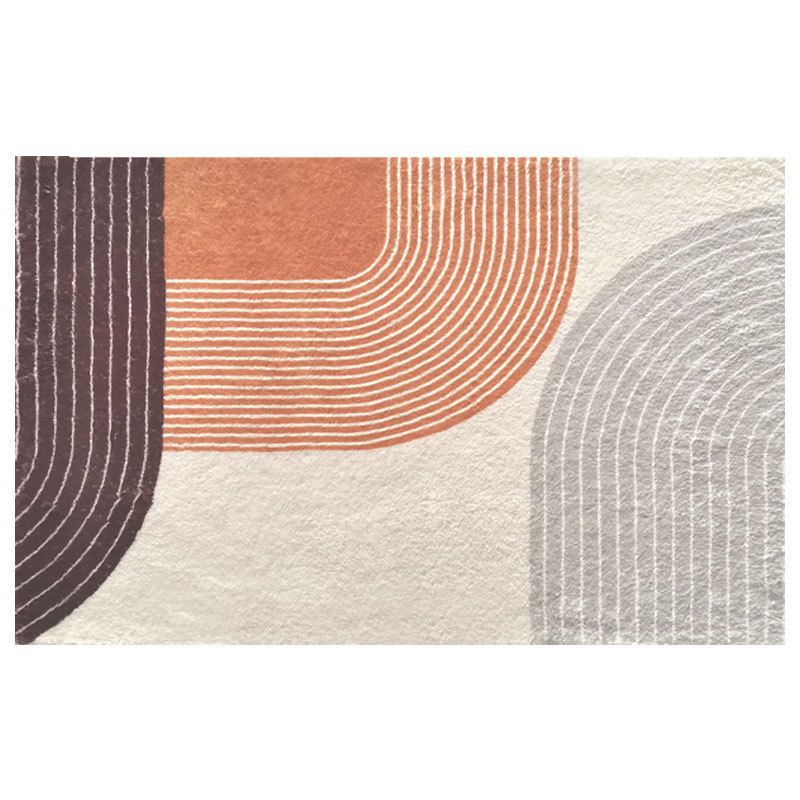 Orange Modern Carpet Polyester Striped Carpet Washable Carpet for Home Decoration