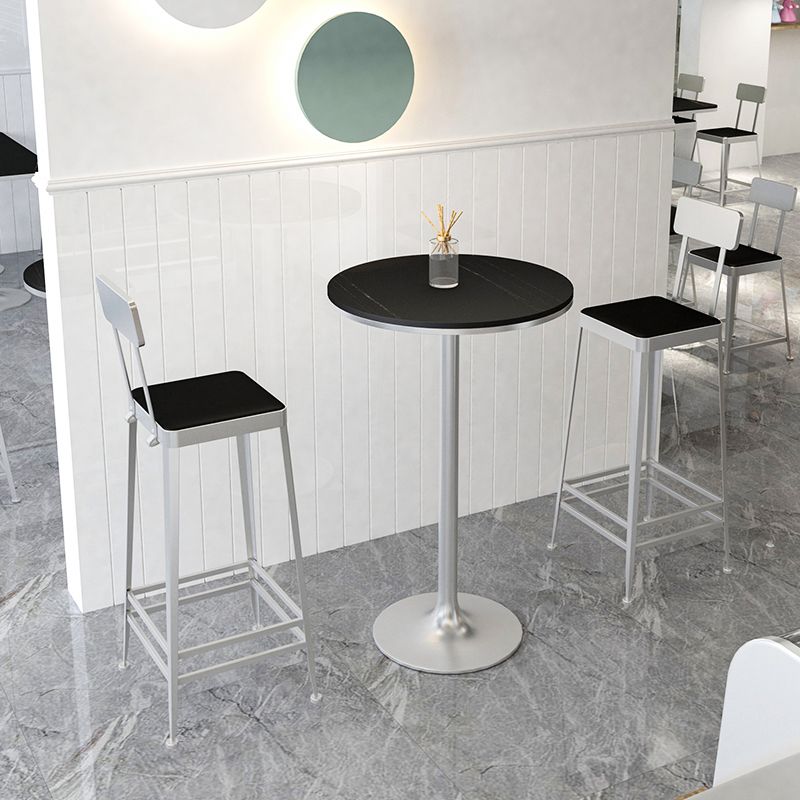 Square Glam Metal Bar Stools Footrest Coffee Shop Backrest  Counter Bar Stool