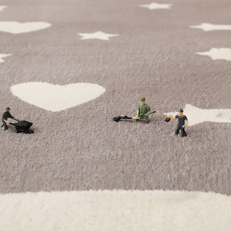 Pink Tone Cartoon Pattern Rug Polyester Minimalist Carpet Washable Indoor Rug for Girl’s Bedroom