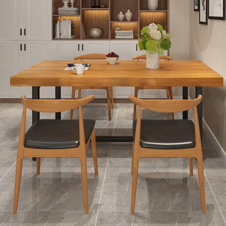 Industrial Dining Table Set with Rectangle Top and Trestle Base Kitchen Furniture