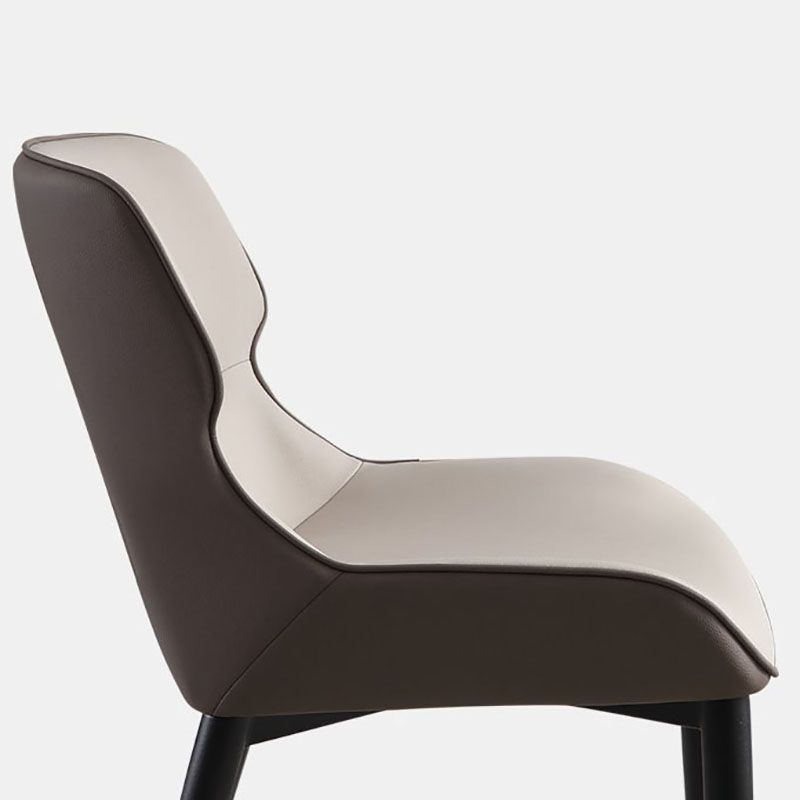 Sillas de comedor con brazo trasero de diseño moderno, sillas de comedor de cuero para cocina (juego de 2)