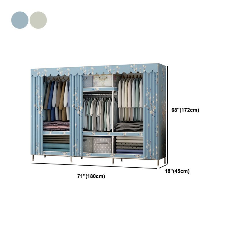 Modern Style Armoire Metal Cloth Rod Included Wardrobe Closet for Bedroom