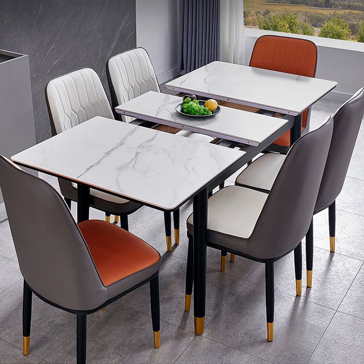 Speisesaal Set moderner Stil gesinterte Stein rechteckiger Esstisch mit Trestle Basis