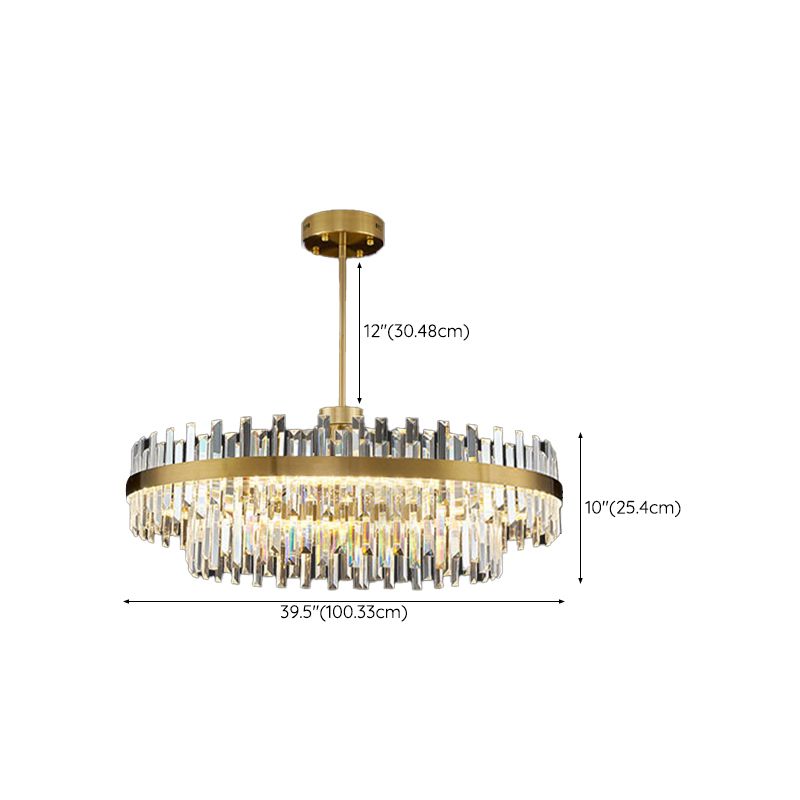 Contemporary LED Metal Pendant Light with Crystal Shade for Living Room