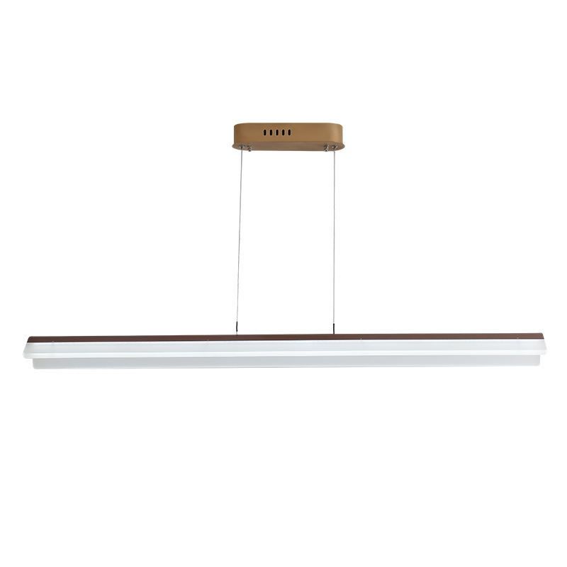 Coffee Linear Pendant Light Fixture Modern LED Acrylic Island Lighting for Dining Room