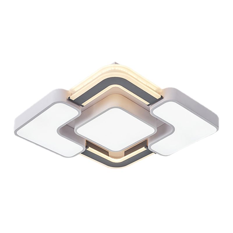 Rhombus Metallo Flush Mount Illuminazione Contemporanea LED Nero-Bianco Flush Lampada da Soffitto per Camera da letto